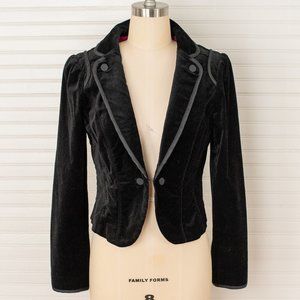 White House Black Market Black Velvet Blazer with Trim